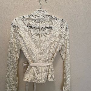 Cache lace and beaded top with satin tank and tie belt